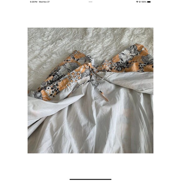 Modcloth Peeking at Perfection Wm’s Sz 16 A-Line Wrap Skirt Floral Peach Orange - Picture 4 of 11